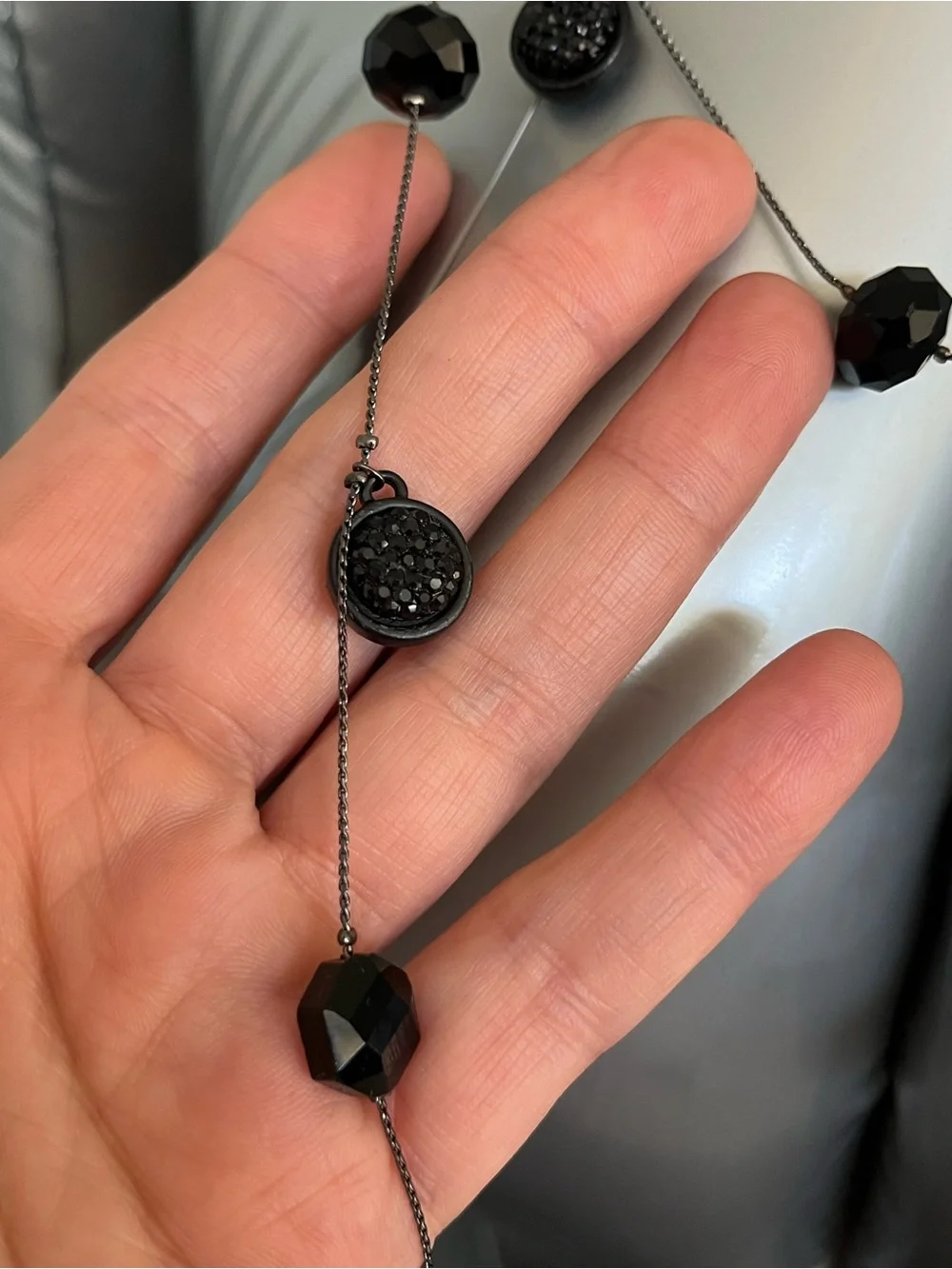 Mixit Long Black Bead Layered Necklace